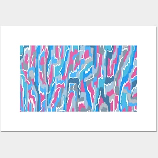 Squiggly Abstract in Grays and Blues Posters and Art